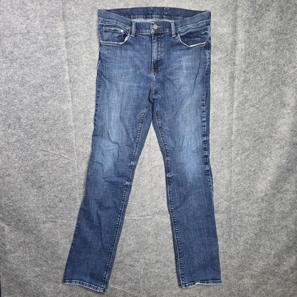 Mott & Bow Straight Jeans Mens 32 X 32 Blue Stretch Denim 5 Pocket Read